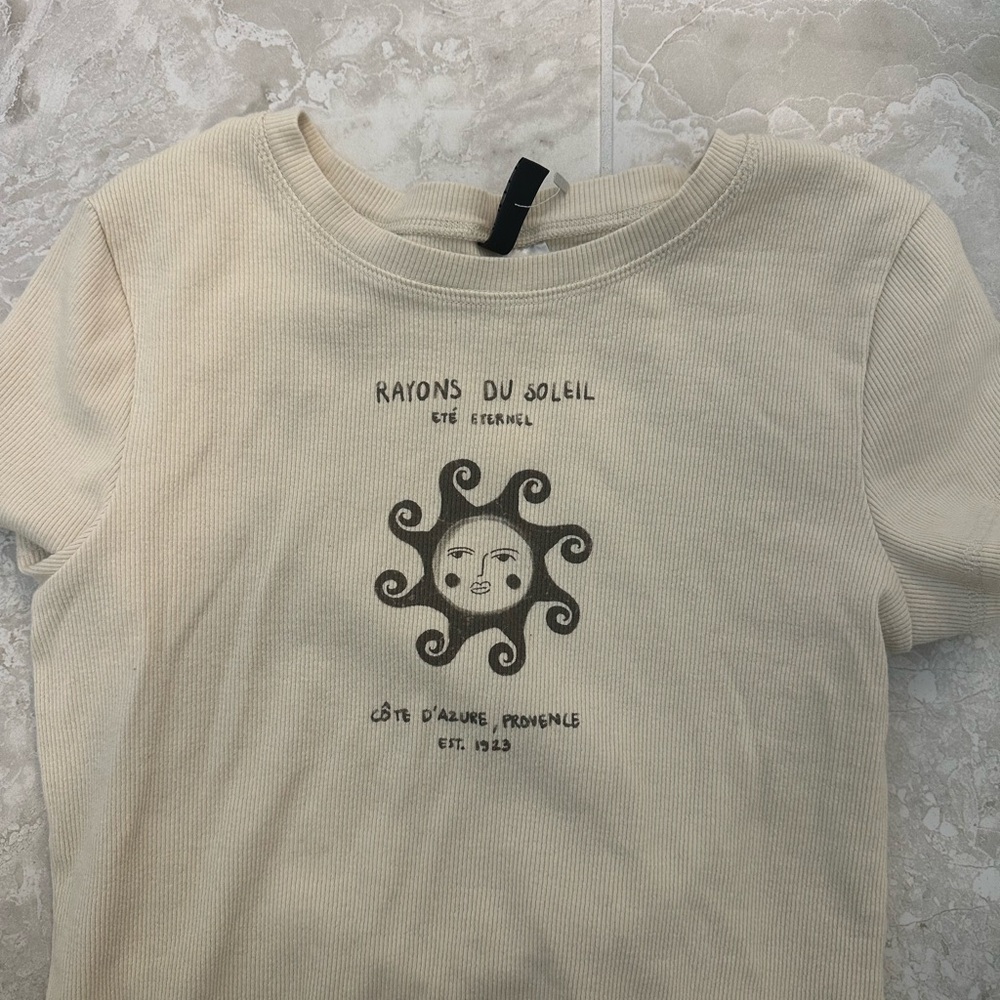 H&M Cream Ribbed Top - Picture 2 of 3